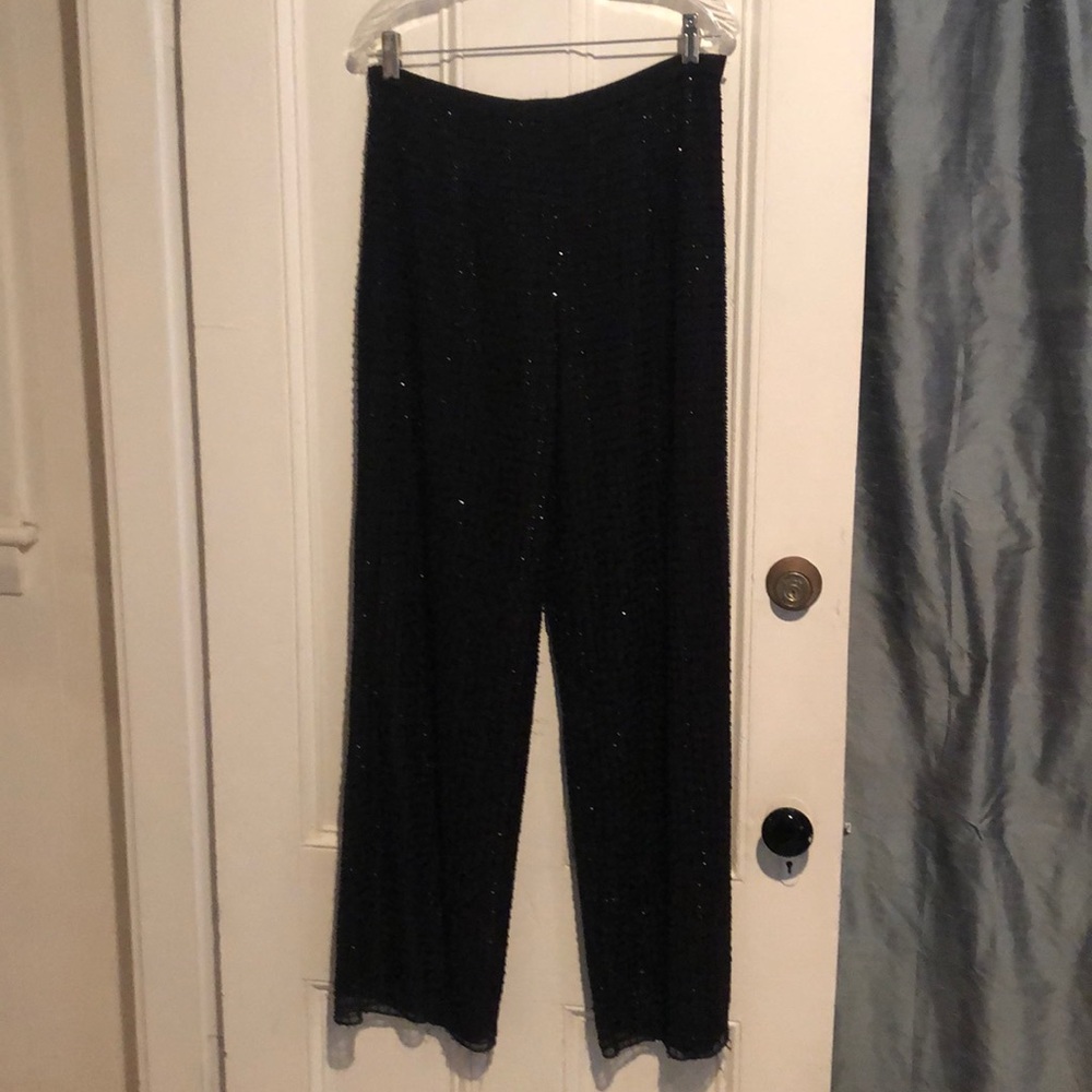 CHETTA B Black Sequined Pants - 12
